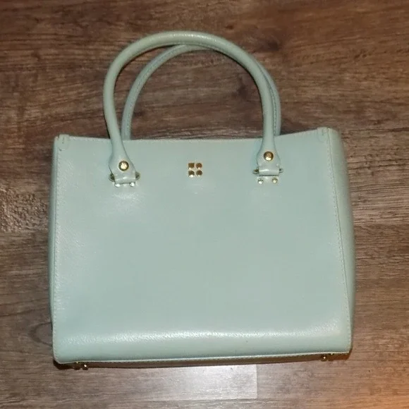 Kate Spade Pebbled Leather Satchel Women Medium Mint Green Good Triple Section - Picture 1 of 16